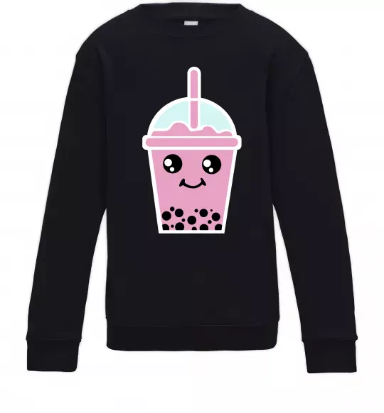 Дитячий світшот Pink boba tea Чорний фото