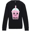 Дитячий світшот Pink boba tea Чорний фото