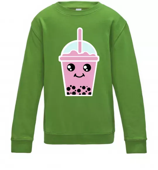 Дитячий світшот Pink boba tea Лаймовий фото