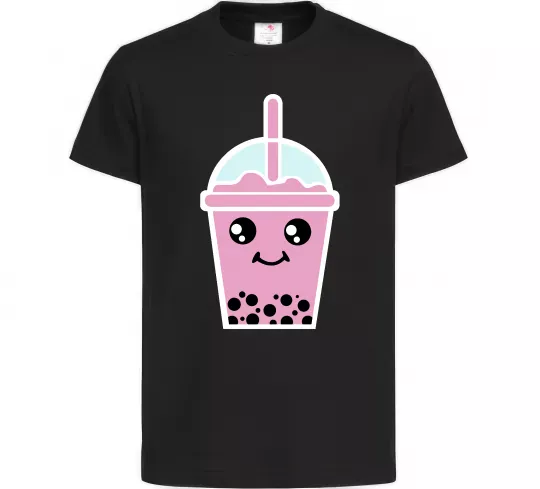 Детская футболка Pink boba tea Черный фото