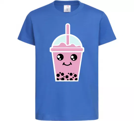 Детская футболка Pink boba tea Ярко-синий фото