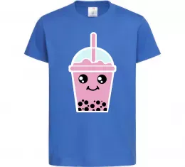 Дитяча футболка Pink boba tea Яскраво-синій фото