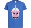 Детская футболка Pink boba tea Ярко-синий фото