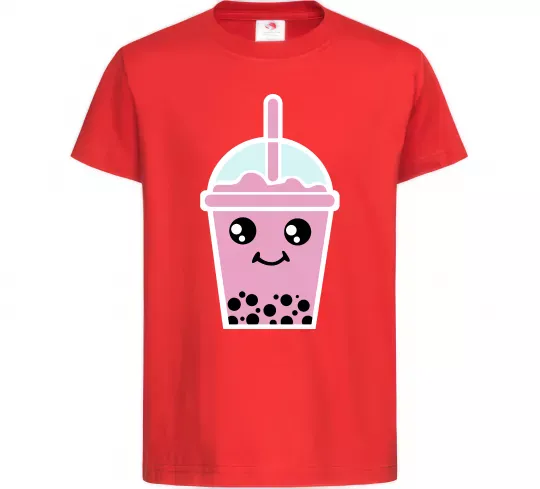Детская футболка Pink boba tea Красный фото
