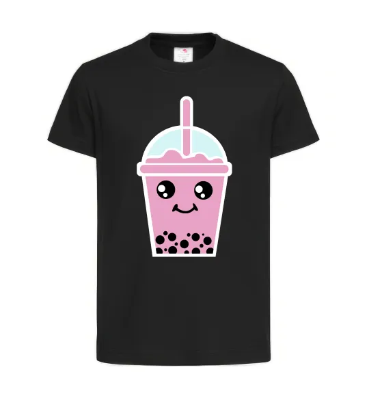 Детская футболка Pink boba tea Черный фото