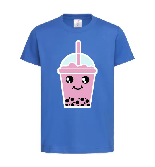 Детская футболка Pink boba tea Ярко-синий фото