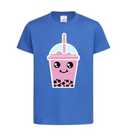 Детская футболка Pink boba tea Ярко-синий фото