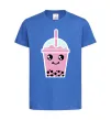 Детская футболка Pink boba tea Ярко-синий фото