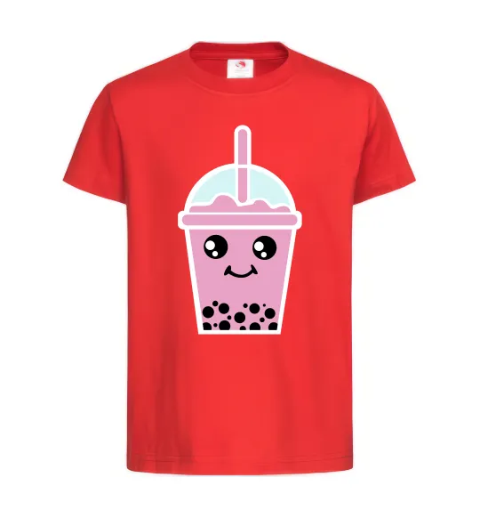 Детская футболка Pink boba tea Красный фото
