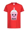 Детская футболка Pink boba tea Красный фото