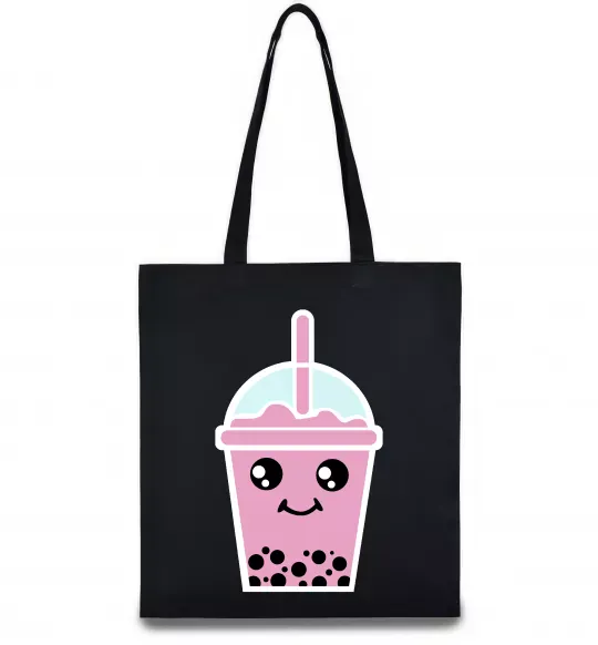 Еко-сумка Pink boba tea Чорний фото
