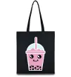 Еко-сумка Pink boba tea Чорний фото