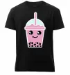 Мужская премиум футболка Pink boba tea Черный фото