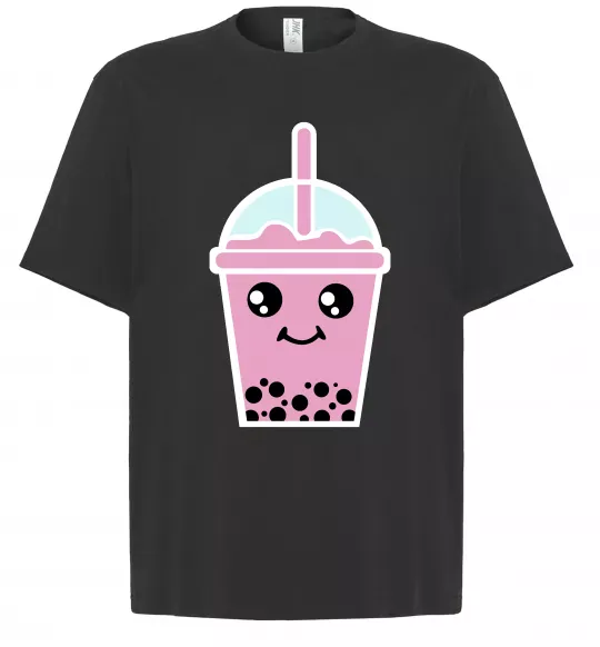Футболка Оверсайз Pink boba tea Черный фото