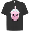 Футболка Оверсайз Pink boba tea Черный фото