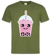 Чоловіча футболка Pink boba tea Оливковий фото