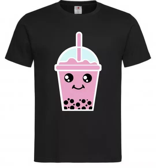 Чоловіча футболка Pink boba tea Чорний фото