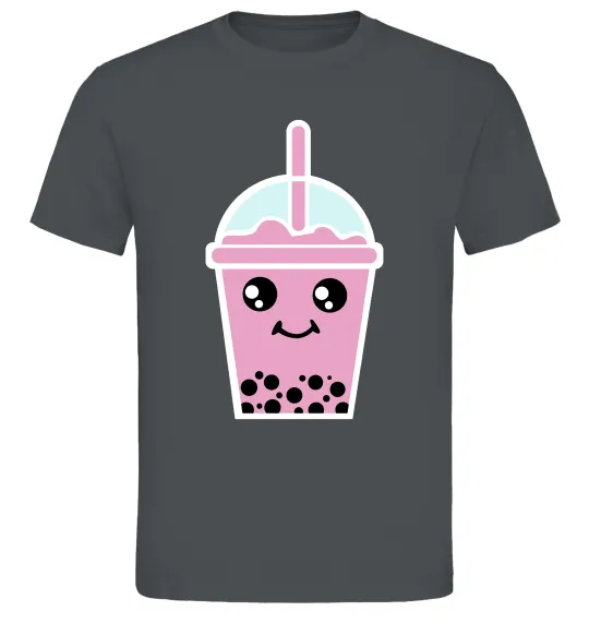 Чоловіча футболка Pink boba tea Графіт фото