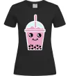 Жіноча футболка Pink boba tea Чорний фото