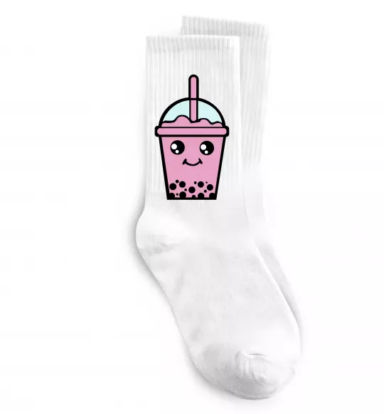 Носки Pink boba tea Белый фото