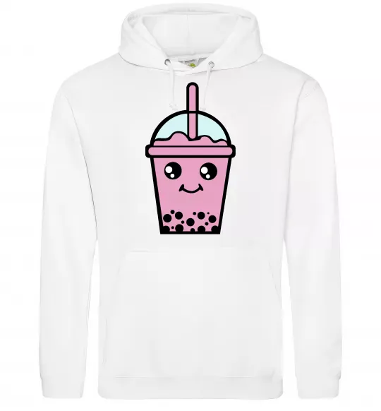 Чоловіча толстовка (худі) Pink boba tea Білий фото