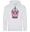 Женская толстовка (худи) Pink boba tea Серый меланж фото