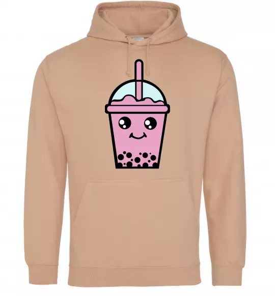 Женская толстовка (худи) Pink boba tea Песочный фото