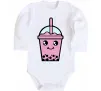 Дитячий бодік Pink boba tea Білий фото