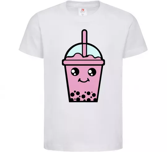 Детская футболка Pink boba tea Белый фото