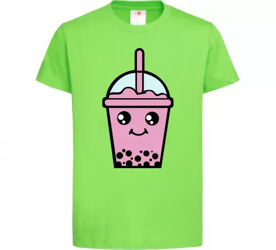 Детская футболка Pink boba tea Лаймовый фото