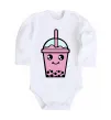 Детский боди Pink boba tea Белый фото