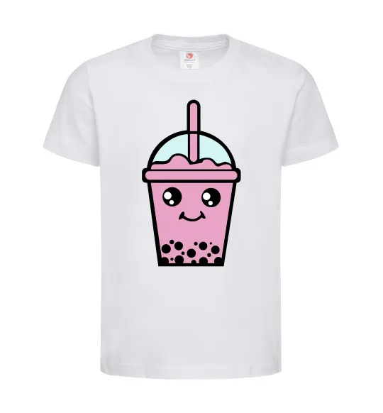 Детская футболка Pink boba tea Белый фото