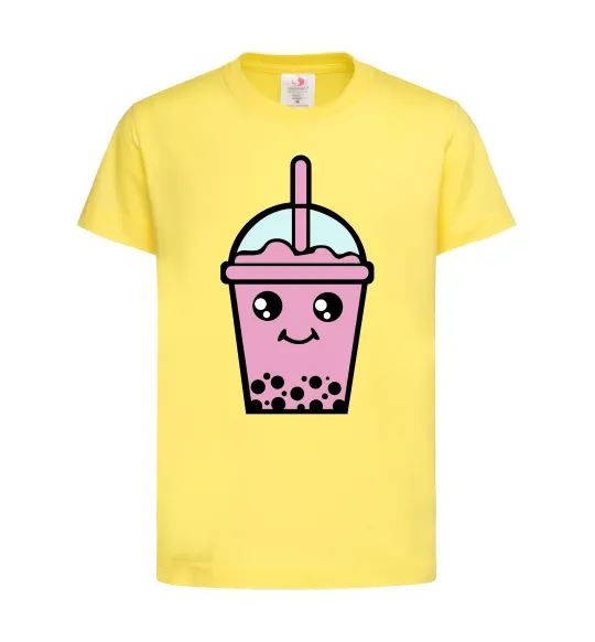 Детская футболка Pink boba tea Лимонный фото