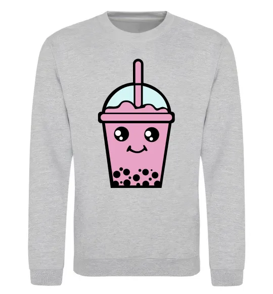 Свитшот Pink boba tea Серый меланж фото