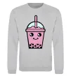 Свитшот Pink boba tea Серый меланж фото