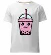 Мужская премиум футболка Pink boba tea Белый фото