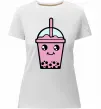 Жіноча преміум футболка Pink boba tea Білий фото
