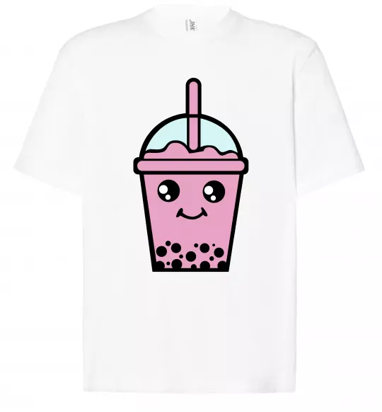 Футболка Оверсайз Pink boba tea Белый фото