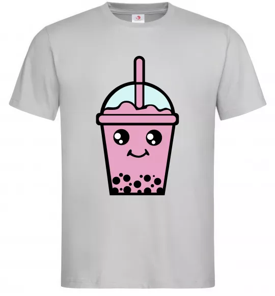 Чоловіча футболка Pink boba tea Сірий фото
