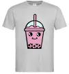 Чоловіча футболка Pink boba tea Сірий фото