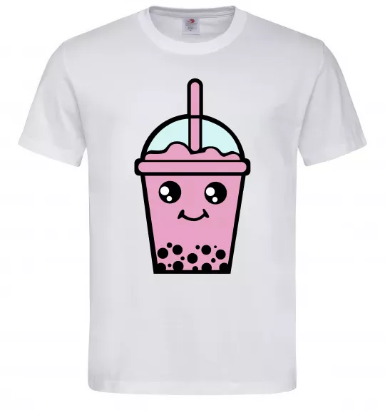 Чоловіча футболка Pink boba tea Білий фото