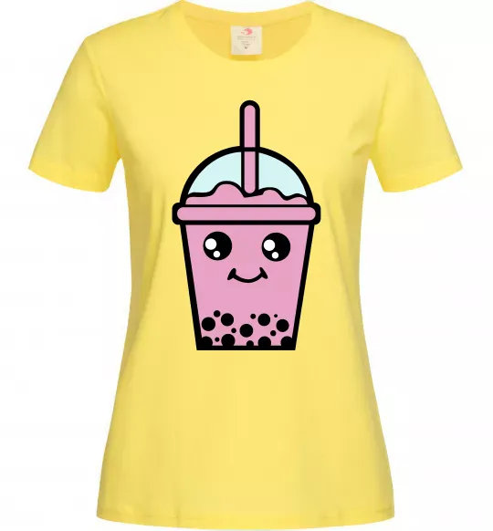 Жіноча футболка Pink boba tea Лимонний фото