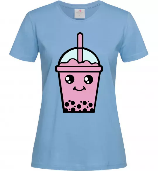 Жіноча футболка Pink boba tea Блакитний фото