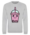 Свитшот Pink boba tea Серый меланж фото