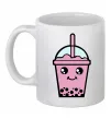 Чашка керамическая Pink boba tea Белый фото