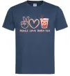 Мужская футболка Peace love boba tea Темно-синий фото