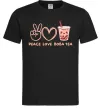 Мужская футболка Peace love boba tea Черный фото
