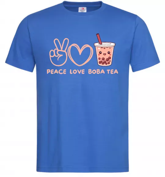 Мужская футболка Peace love boba tea Ярко-синий фото