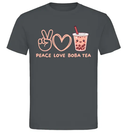 Мужская футболка Peace love boba tea Графит фото