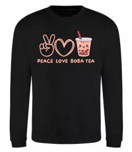 Свитшот Peace love boba tea Черный фото